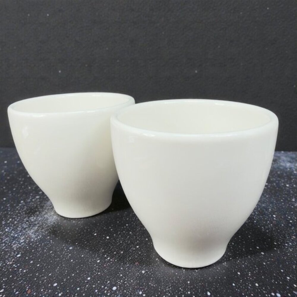 For Life Forlife White Stoneware Ceramic Footed Cups Tumblers Mugs Set‎ 2 Marked